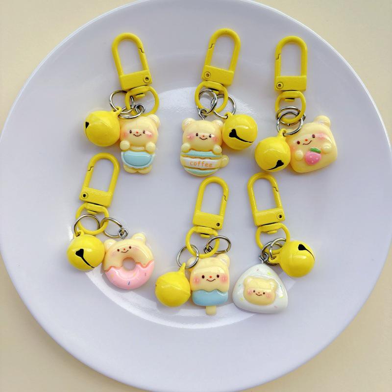 Cute Custard Bear Keychain: Soft Cartoon Pendant for Girls & Students