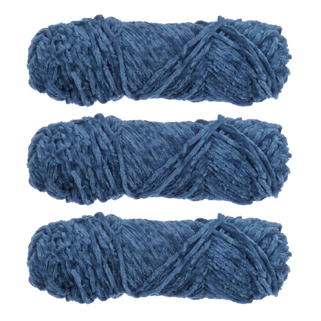3 Skeins Chenille Yarn Soft Blanket Yarn Polyester Velvet Fancy Fluffy Yarn Knitting for Crochet Weaving Scarf, White