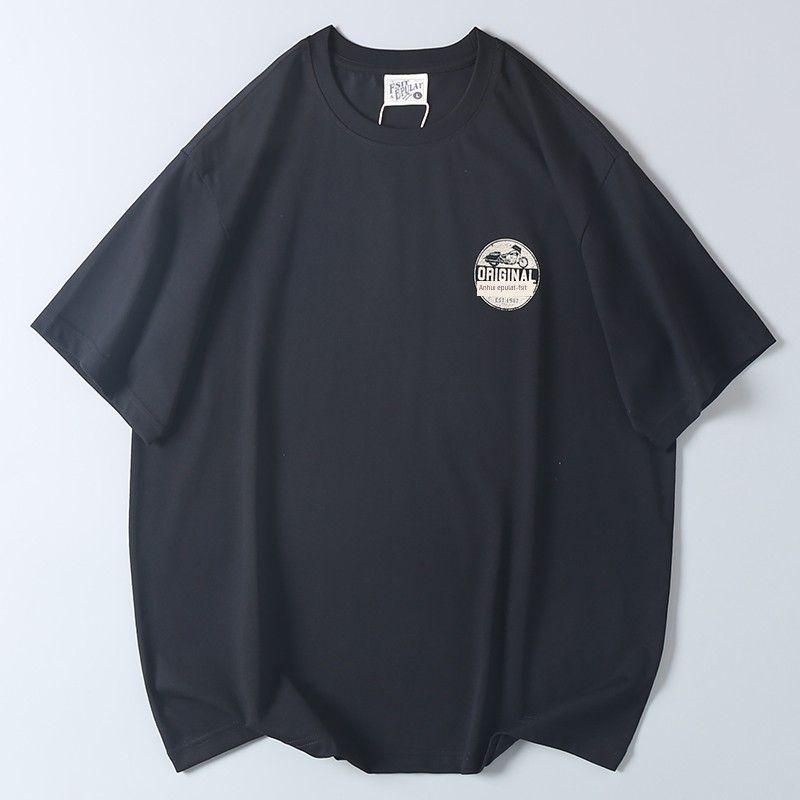 Fashionable American-Style Printed Short-Sleeve T-Shirt for Men, Summer Casual Round-Neck Top, Export Surplus with Tags Removed