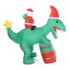 5.9FT Inflatable Father Xmas Ride On Dinosaur IP44 Water Proof Blow Up Xmas Yard Decoration for Home Outdoor Party US