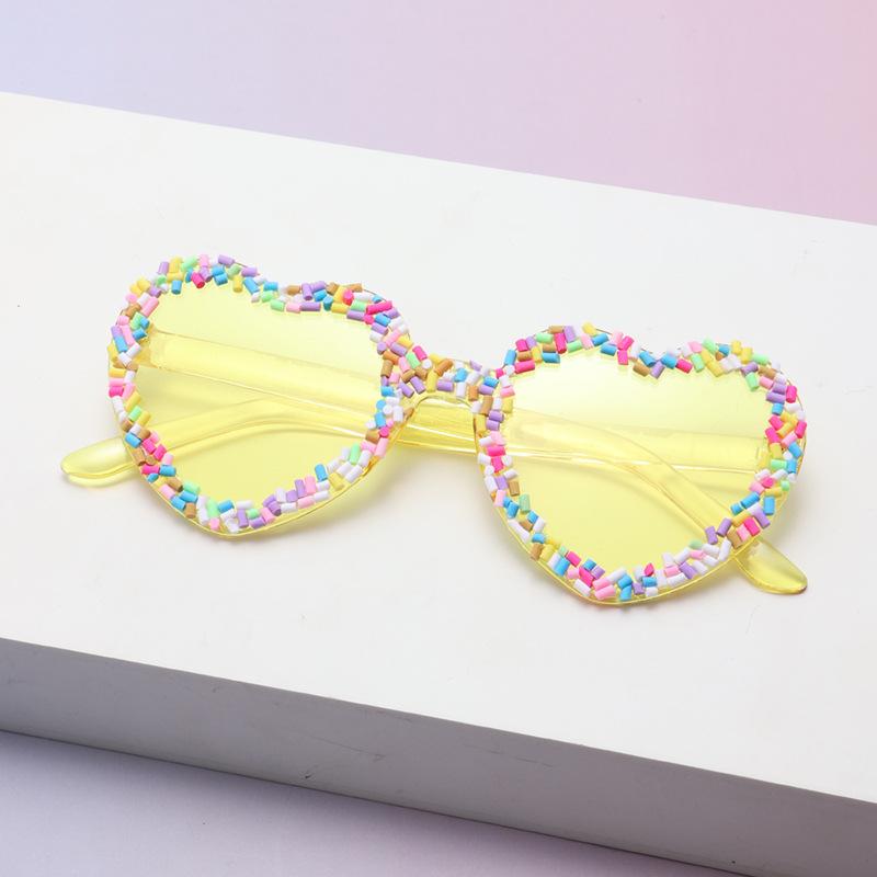 Love Peach Heart Borderless All-In-One Fashion Sunglasses Party Party Party Personality Funny Glasses Candy-Colored Sunglasses