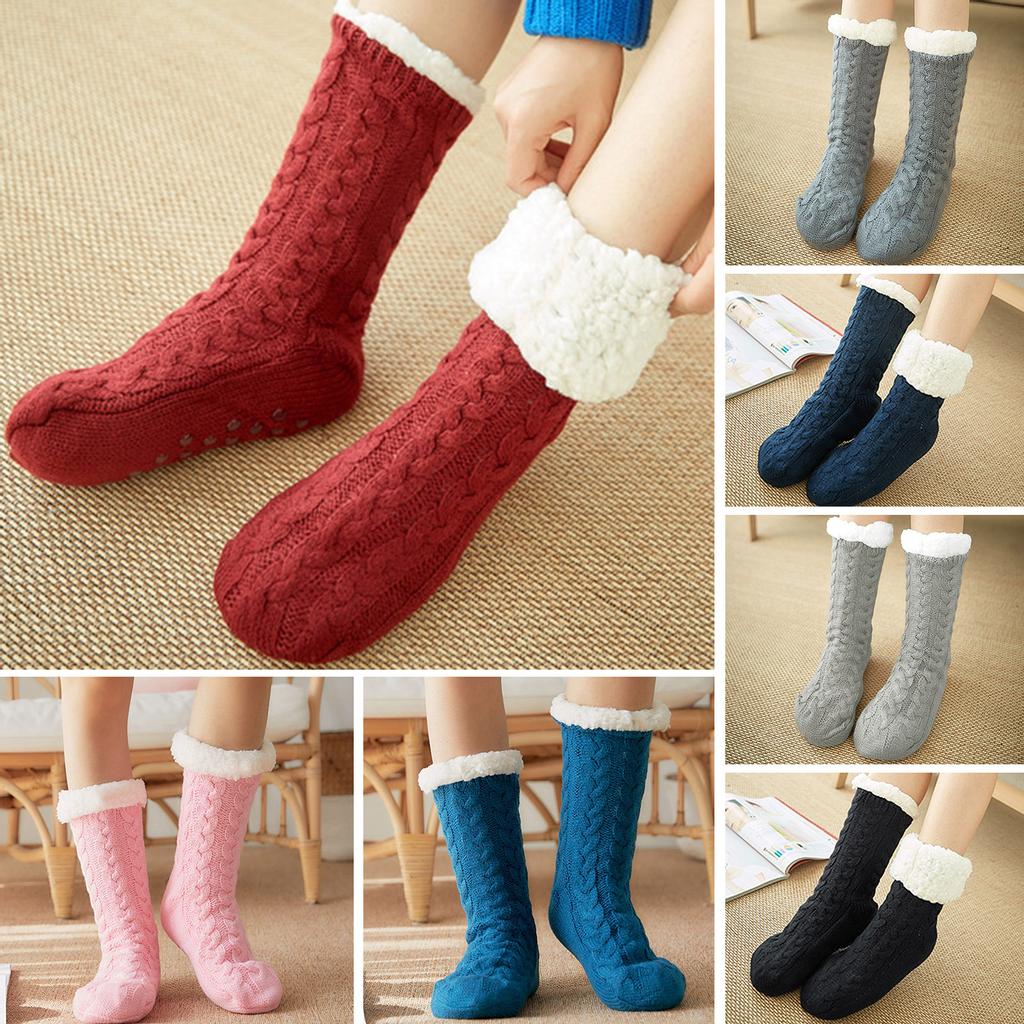 Women Winter Socks Plush Thick Warm Soft NonSlip MidCalf Home Floor Socks Hosiery