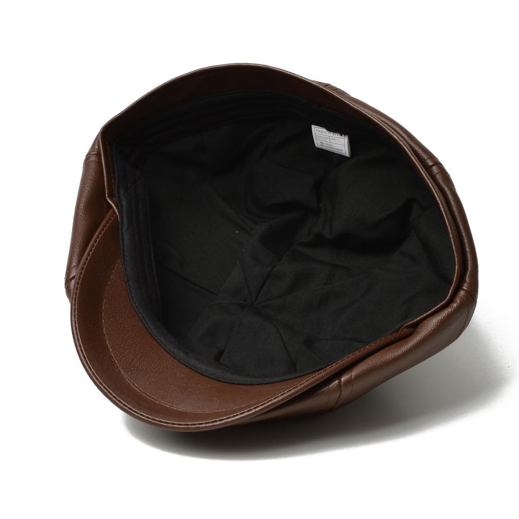 NORTHWOOD Luxury Synthetic PU Leather Beret Hat for Men Women 58cm Retro Eight-Point Cap for Outdoor Autumn Winter Wear