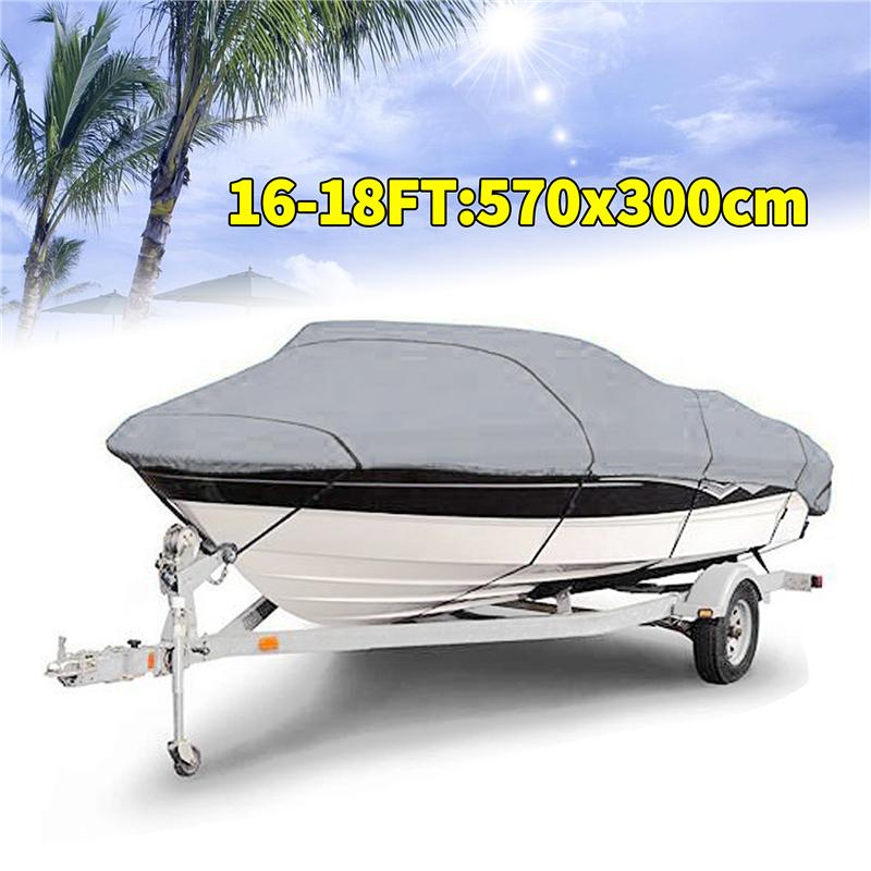 Boat Cover Yacht Outdoor Protection Waterproof Boat Cover Oxford Fabric Anti-smashing Tear Proof Silver Reflective 300D 11-22FT