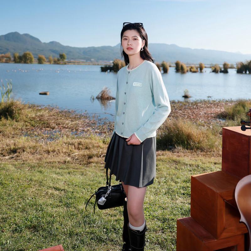 Sancai Plus Size Women's Faux Two-Piece Knit Cardigan