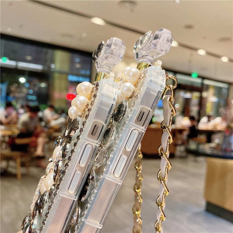 Luxus Bling Kristall Diamant Parfüm Flasche Abdeckung für Samsung S24 S23 S22 Ultra S10 S20 Plus Note20 Ultra Fall für iphone 15 14 13 11 Pro Max