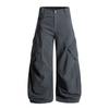 Unisex Retro Cargo Wide-Leg Pants Cotton Loose Fit Straight Leg Workwear Style Daily Wear