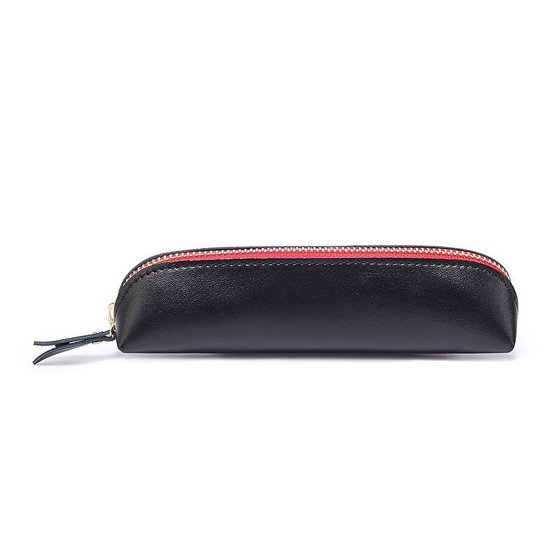 Vintage Leather Pencil Bag Simple Stationery Hoder Pen Case Storage Bag Zipper Pencil Pouch Glasses Box School Supplies