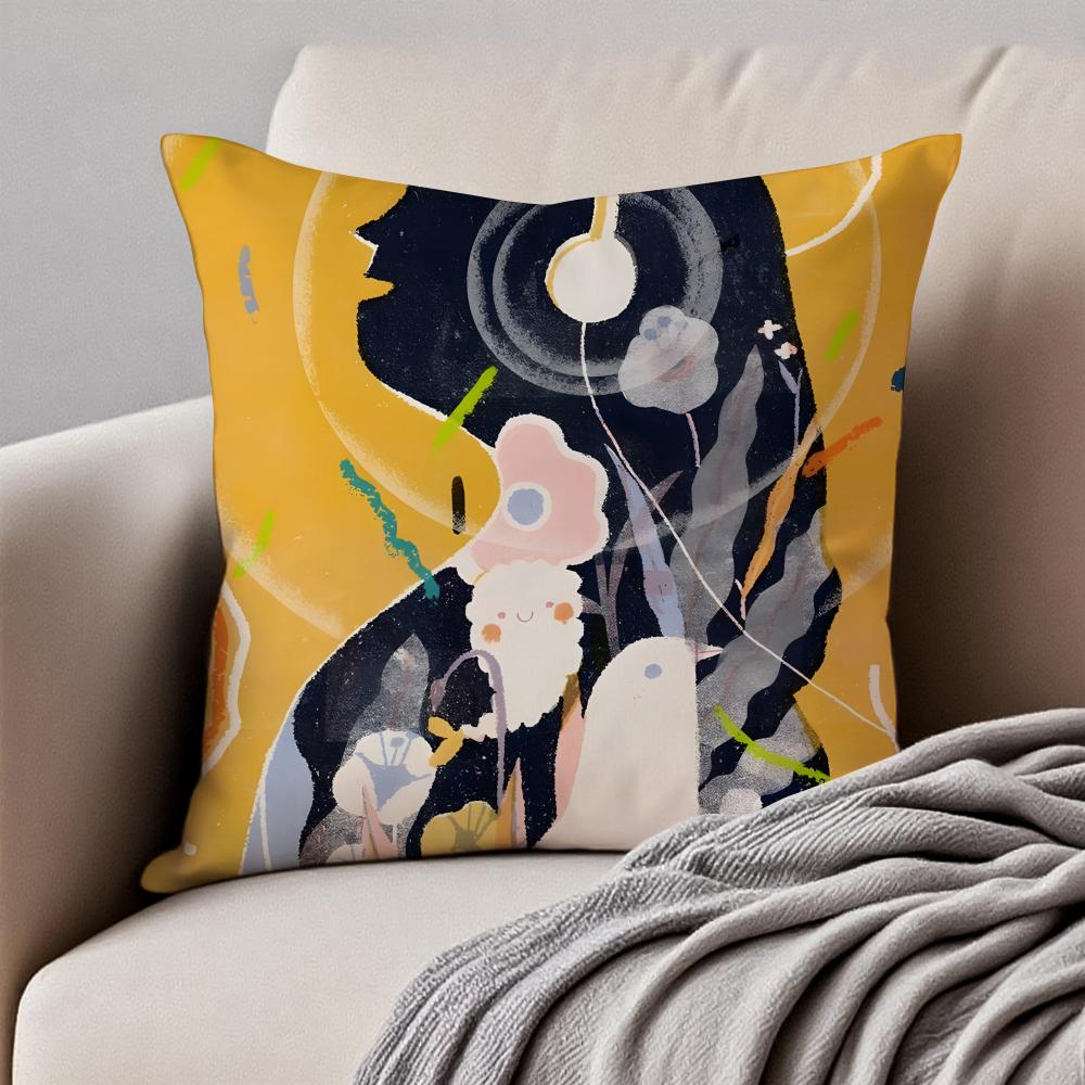art LLisk Feng Cushion Cover Pillowcase Antidustmite Invisible Zipper Short Plush Sofa Cushion