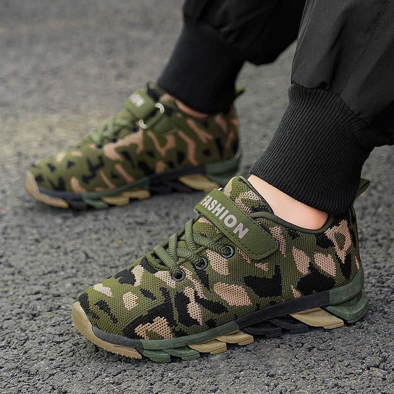 Kinder Camo Trainingsschuhe Outdoor Camps Alter 10-15 Atmungsaktive Mesh Sneaker Mit Klettverschluss