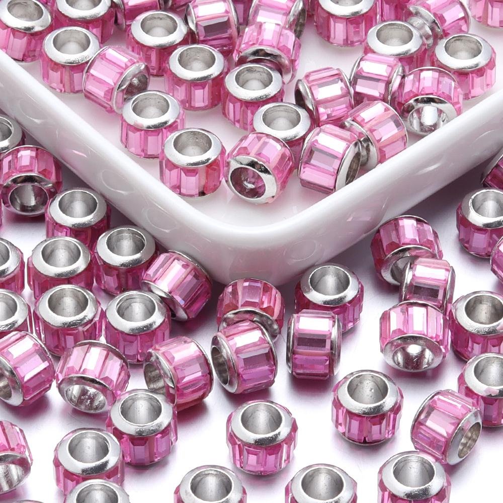 20pcs Resin Beads Diamond Shape Big Hole Round Loose Spacer Beads For DIY Jewelry Making Bracelets Necklace Earrings Accessories