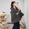 2026 Spring Korean Style Maternity Loose Puff Sleeve T-Shirt - Women's Fashionable and Simple Design
