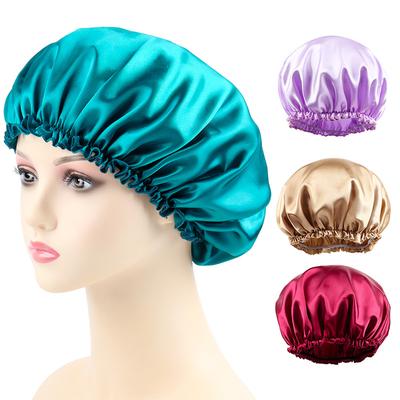 Satin Hair Caps Bonnets Elastic Band Adjust Headwear Curly Hair Cover Hat For Sleeping Women Dye the Hair Cap Styling Accessory