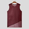 INCERUN Men O Neck Sleeveless See Through Irregular Mesh Sheer Long Tank Tops