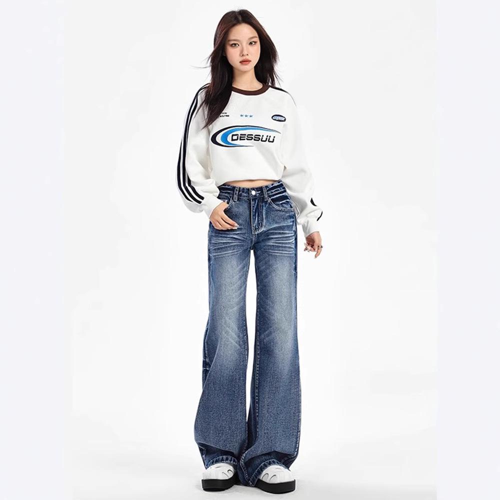 Women's Retro Blue High-Waisted Flare Jeans - 2025 Autumn/Winter Collection