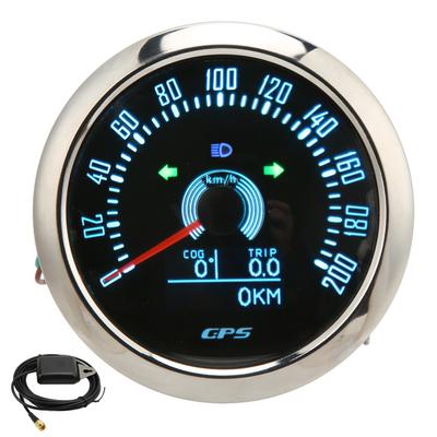 Velocímetro GPS de 85 mm com Luz de Sinal de Direção 0-200 KM/H Retroiluminação Ajustável de 7 Cores para Carro, RV, Navio