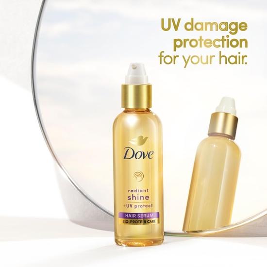 DOVE Sérum Capillaire Éclat Radieux + Protection UV Pour Cheveux Secs et Frisés 48ml