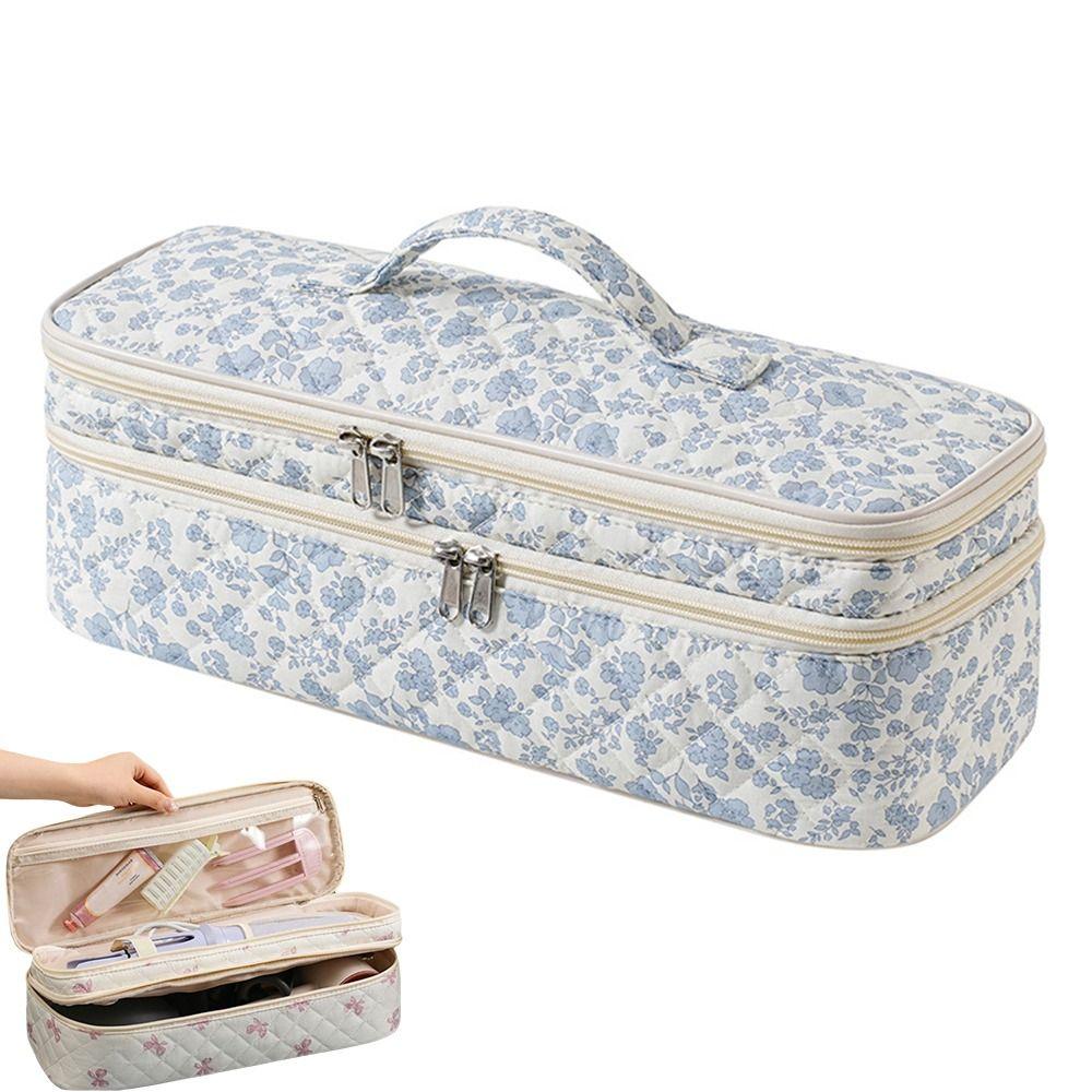 Cotton Hair Dryer Storage Bag Double-Layer Large Capacity Travel Storage Pouch Lightweight Makeup Bag Curling Iron Storage