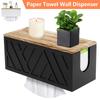 Väggmonterad pappershanddukshållare Trälåda för badrumspapper med avtagbart lock Hållare för trefaldiga handdukar för köksdekoration