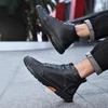 New Style Plus Size Men's Hand-Stitched Leather Martin Boots - Short, Lace-Up, Casual Footwear
