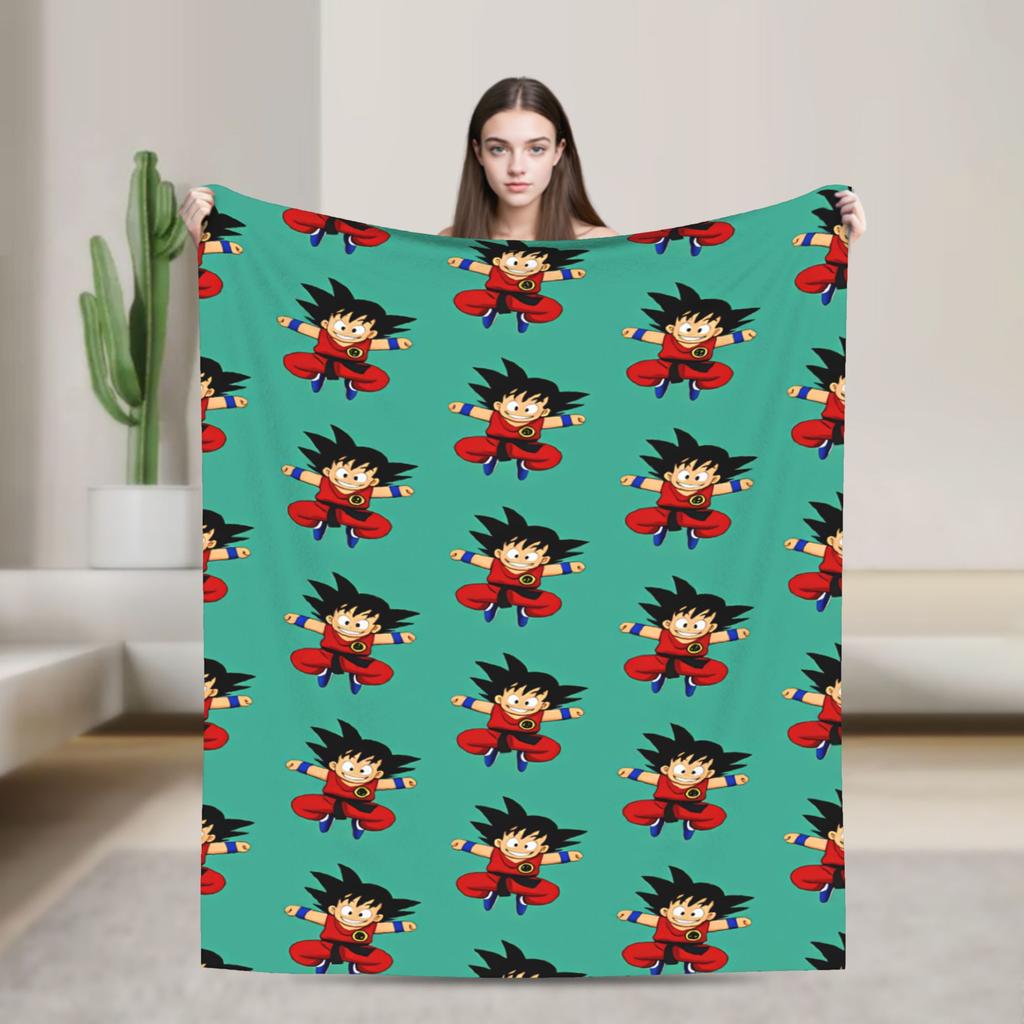 Dragons Balls Blanket Son Goku Warm Novelty Plush Throw Blanket For Kids Adult Outdoor Flannel Bedspread Bed Cover