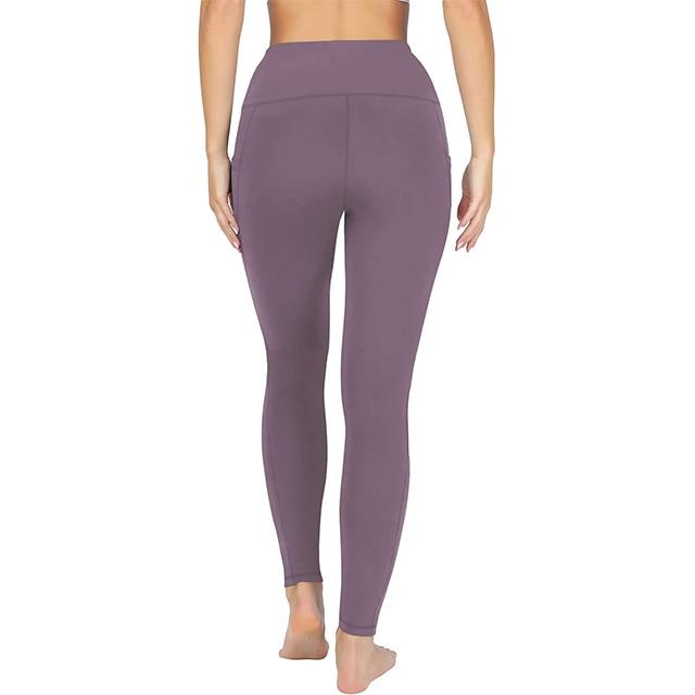 High Waist Fleece Lined Yoga Pants Women Thermal Thick Sweatpants Purple