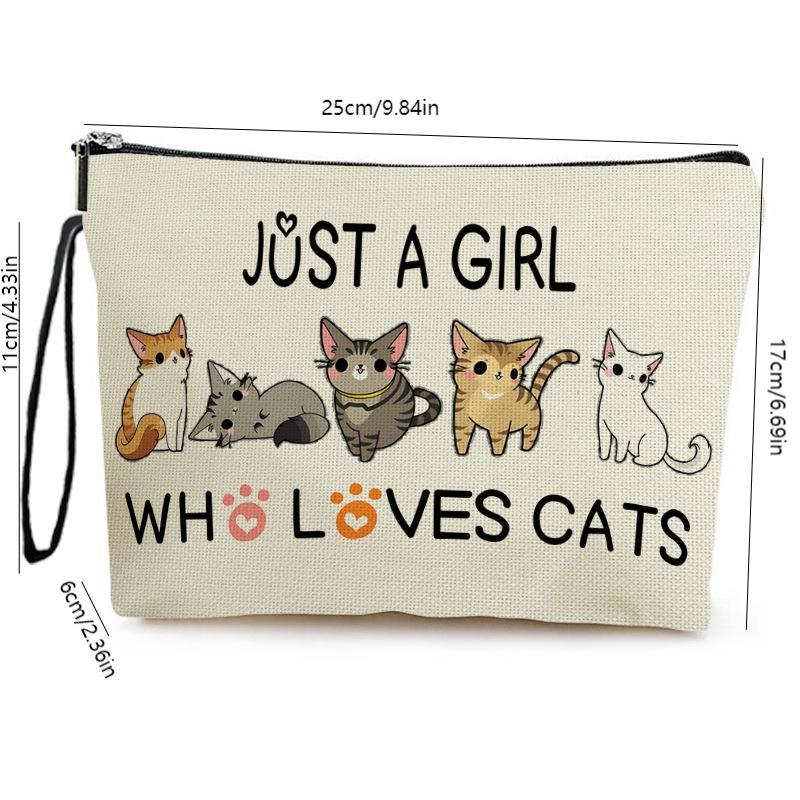 Cute Cartoon Kitten Cosmetic Bag Versatile Large Capacity Pencil Storage Pouch Portable Travel Toiletry Bags Female Clutch Bags
