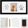 Dog Paw Print Photo Frame Kit with No Toxic Clay & No Mess Ink Pad, Wooden Pet Memorial Picture Frames, Dog Paw Print Kit Keepsake, Cat Paw Print