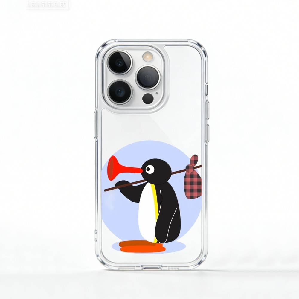 

C-Cute Kawaii P-Penguin Phone Case For iPhone 17 16 15 14 13 12 11 Mini Pro Max Plus Transparent Cover iPhone17air