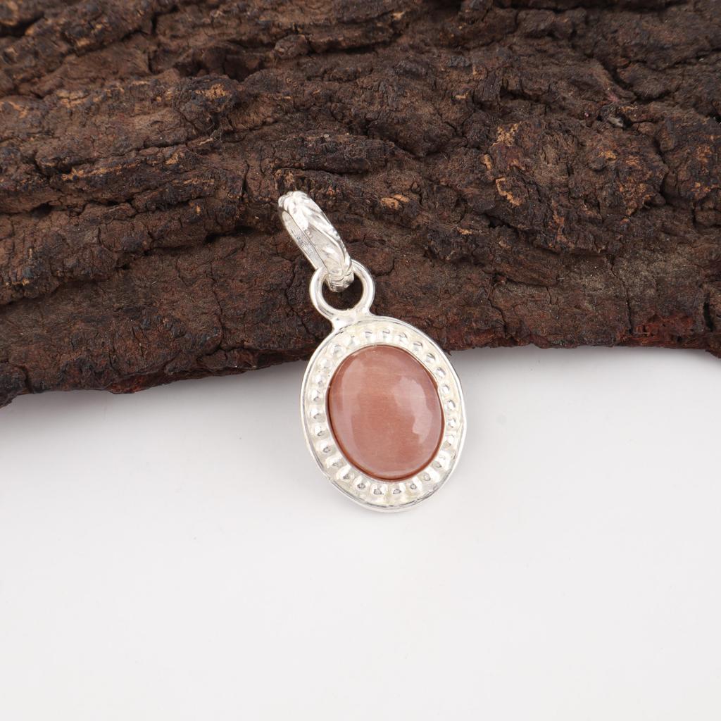 Peach Moonstone Gemstone Jewelry, 925 Sterling Silver Pendant, Handmade Gorgeous Silver Pendant, For Wedding Gift