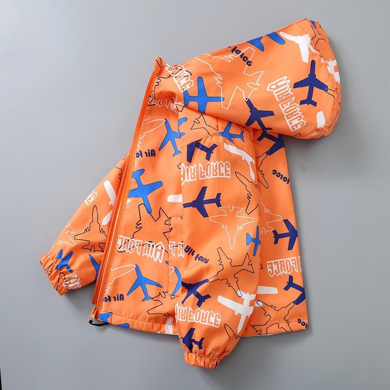 Spring and Autumn Children's New Printed Coat Boys' and Girls' Hooded Fashion Jacket