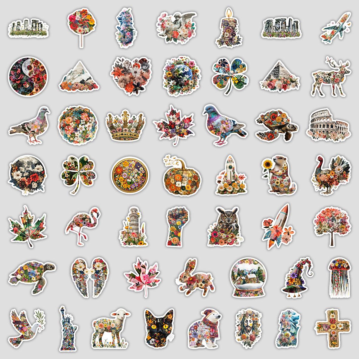 

50 красочных наклеек-граффити с животными, для стаканов для воды, багажа, водонепроницаемые декоративные наклейки, креативные наклейки с животными для детей