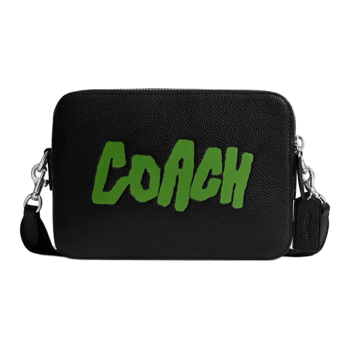 Coach Charter 24 Logo Leather Crossbody Bag Medium Women Bags Black CBN34-BLC Basic Set (Bag+Dust Bag)
