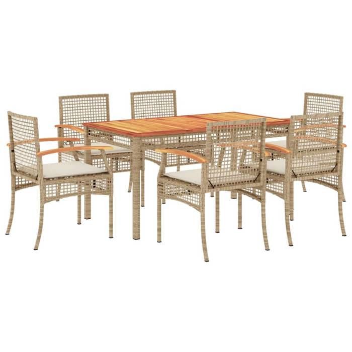 VidaXL 7-Piece Garden Dining Set with Cushions, Patio Table and Chairs, Patio Furniture, Outdoor Furniture, 3213581