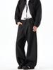 Unisex Retro Black Scimitar Wide-Leg Casual Pants for Spring & Autumn