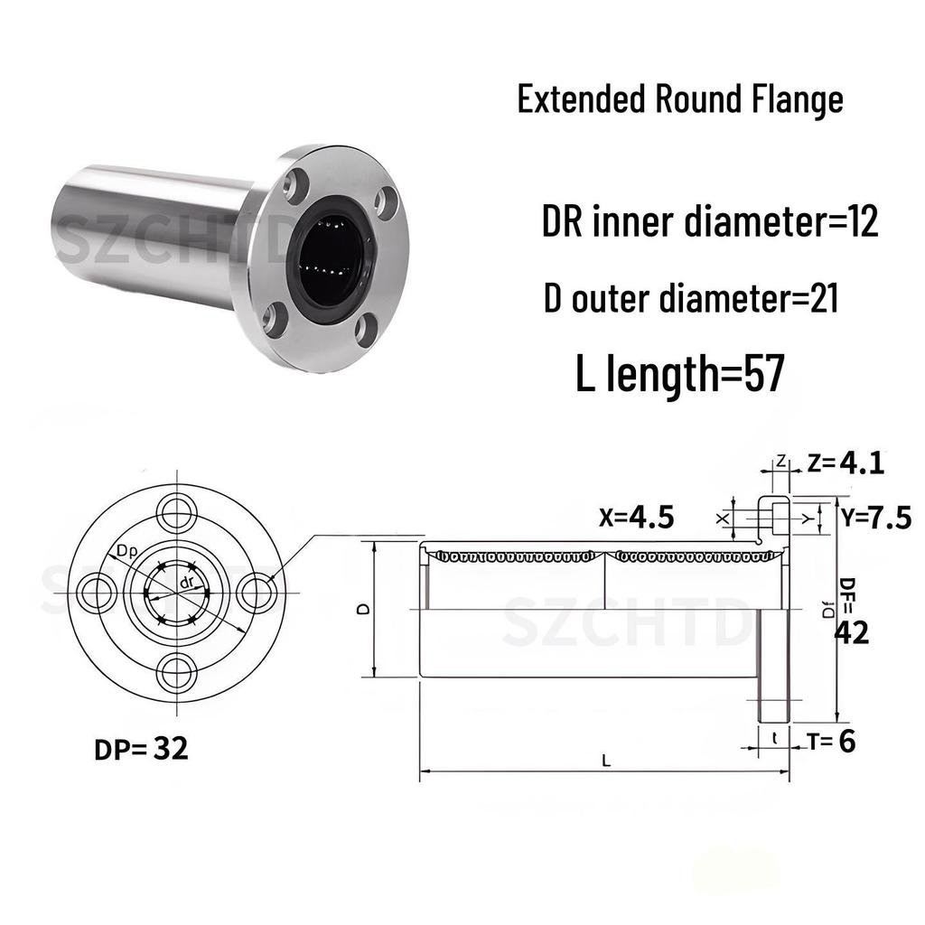 12mm ID LM12UU Linear Bearing & LMK12UU Flange Series: Wear-Resistant & Smooth
