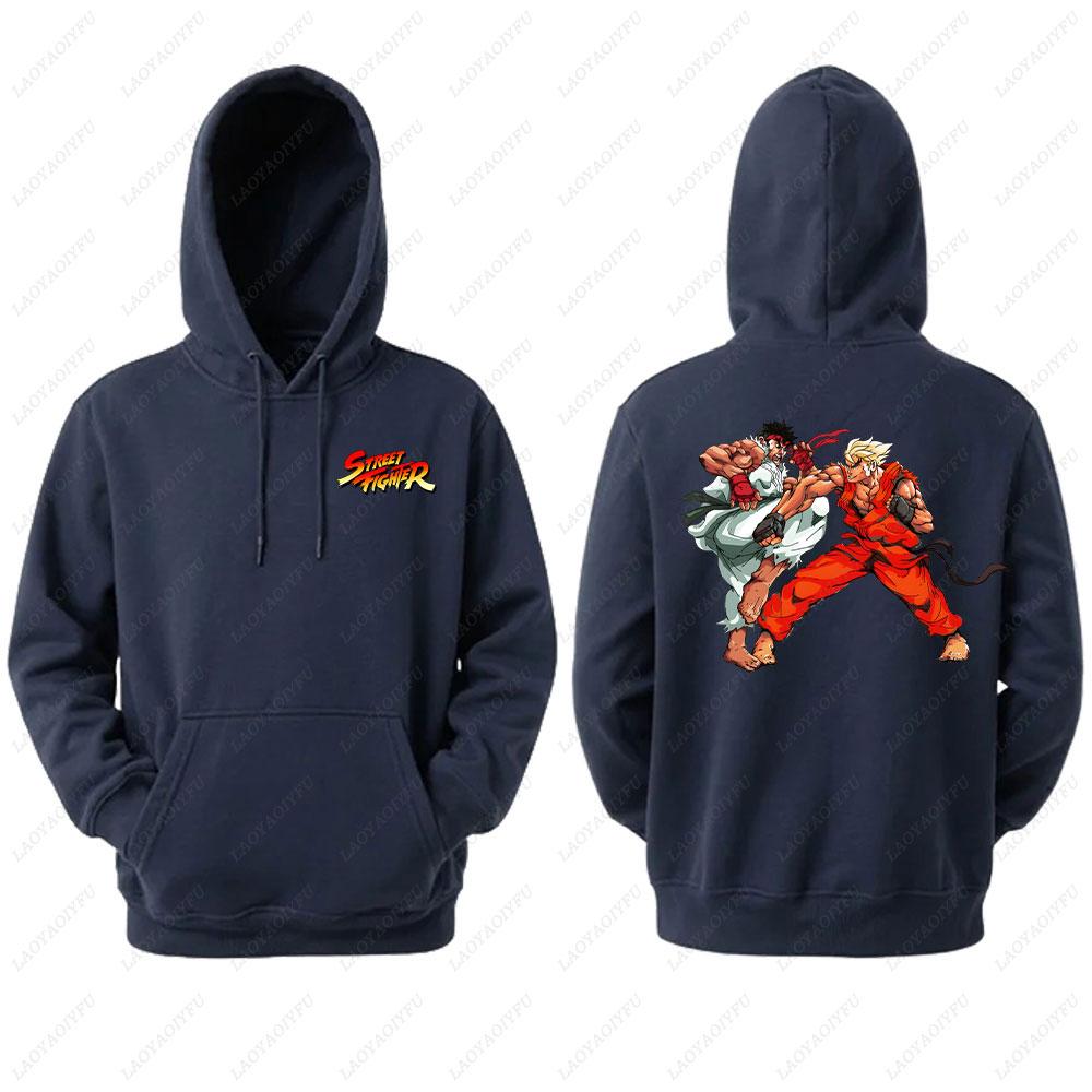 Street Fighter Men's Hoodie Anime Game Print Casual Long-sleeved Sweatshirt Double-sided Streetwear for Autumn ropa de hombre