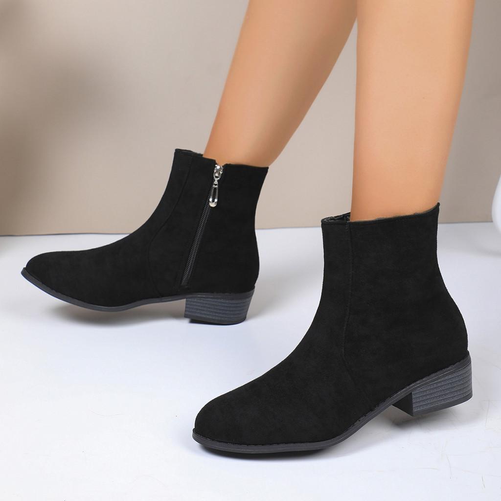 Fashionable 2024 Autumn Plus Size Women's Suede Martin Boots With Side Zipper