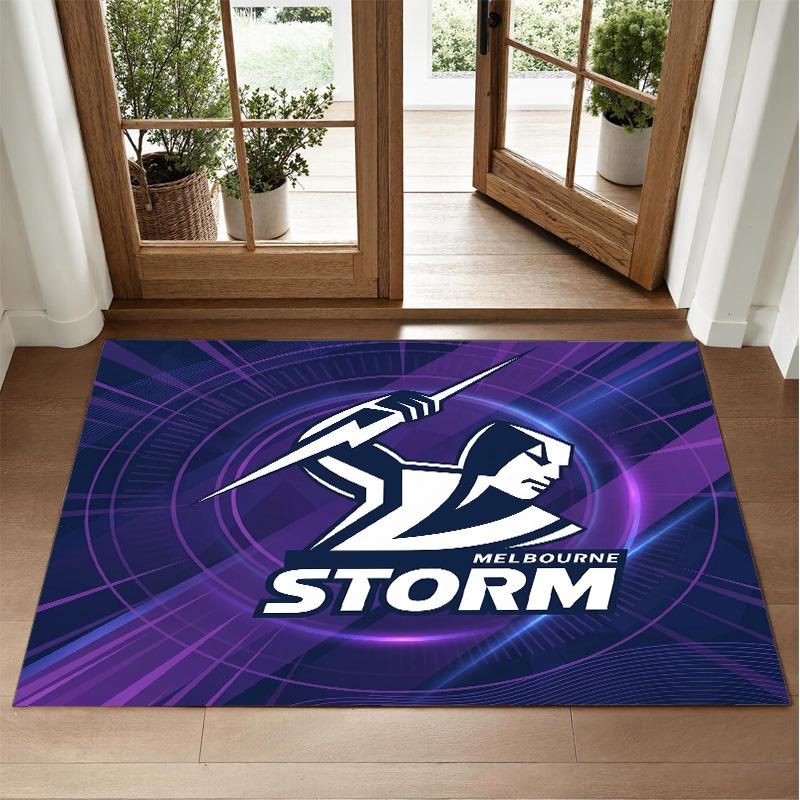 Melbourne Storm Design Crystal Velvet Rug Soft Decorative Mat for Bedroom Entrance