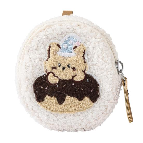Mini Round Coin Purse Plush Small Pouch Cute Zipper Pouch Compact Change Purse