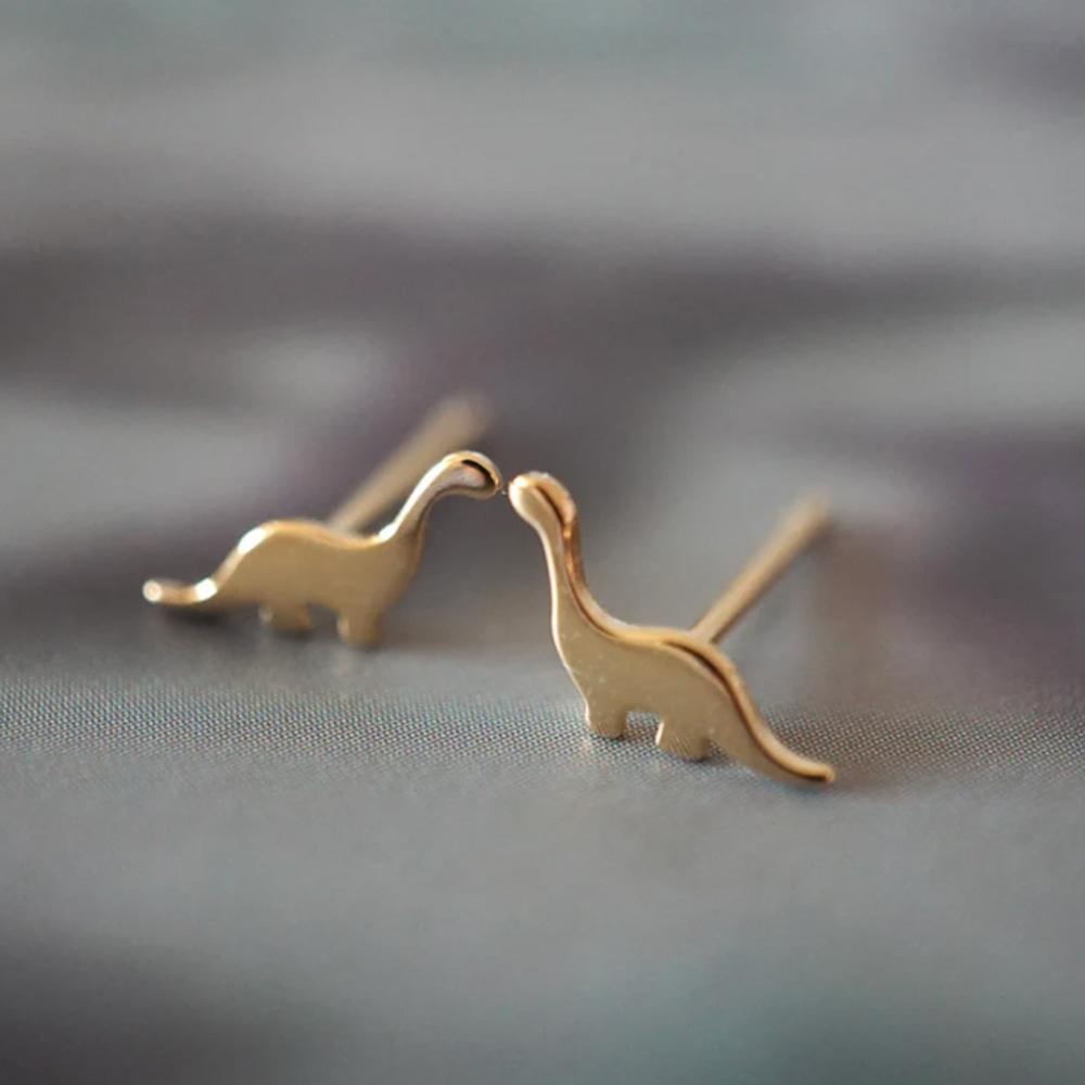 Ancient Animal Dinosaur Shape Stud Earrings Simple Metal Style Ear Piercing Accessories for Women/Men Couple Love Jewelry