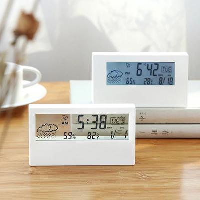 LED Termometre Termo-Higrometre Çok Fonksiyonlu Elektronik Sıcaklık Nem Ölçer Ev İçin Hava İstasyonu Çalar Saatli