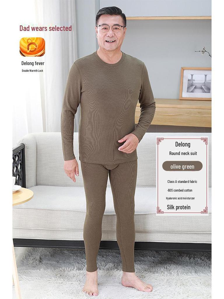 Delong Herren Thermo-Unterwäsche Set - Plus Samt Warmer Anzug für Mittelalte und Ältere