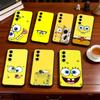 C-Cute Yellow Cartoon Sponge Phone Case Black Silicone Soft For Samsung Galaxy A73,A72,A71,A70,A53,A52,A51