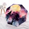1pc Moonlit Forest Automatic Folding Umbrella, Heavy Duty 8 Rib Iron Frame,  Suitable for Travel, Daily Use, Birthday, Decor Gift m0105122