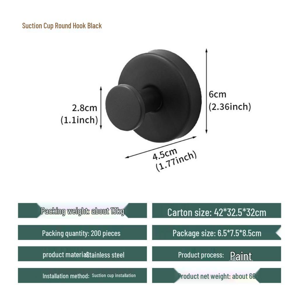 Stainless Steel No-Drill Suction Cup Hook - Strong Load-Bearing for Bathroom and Toilet