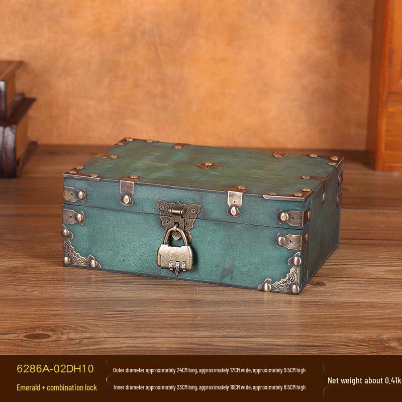 Vintage Lockable Wooden Jewelry and Storage Box with Password, Treasure Chest Escape Room Prop, Republic of China Collection Box