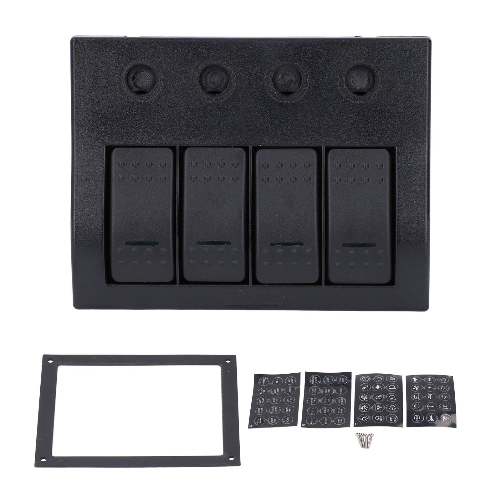

Switch Control Panel 4 Gang PCB DC12V 24V Prewired Rocker Switch Panel 10A10A15A15A