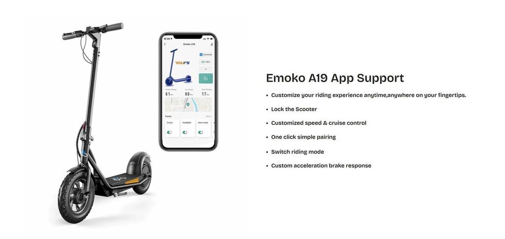New EMOKO A19 500W 12 Inch Aluminum Alloy Electric Scooter 36V 15Ah with Battery Intelligent APP Control Adult Scooter New Scooter