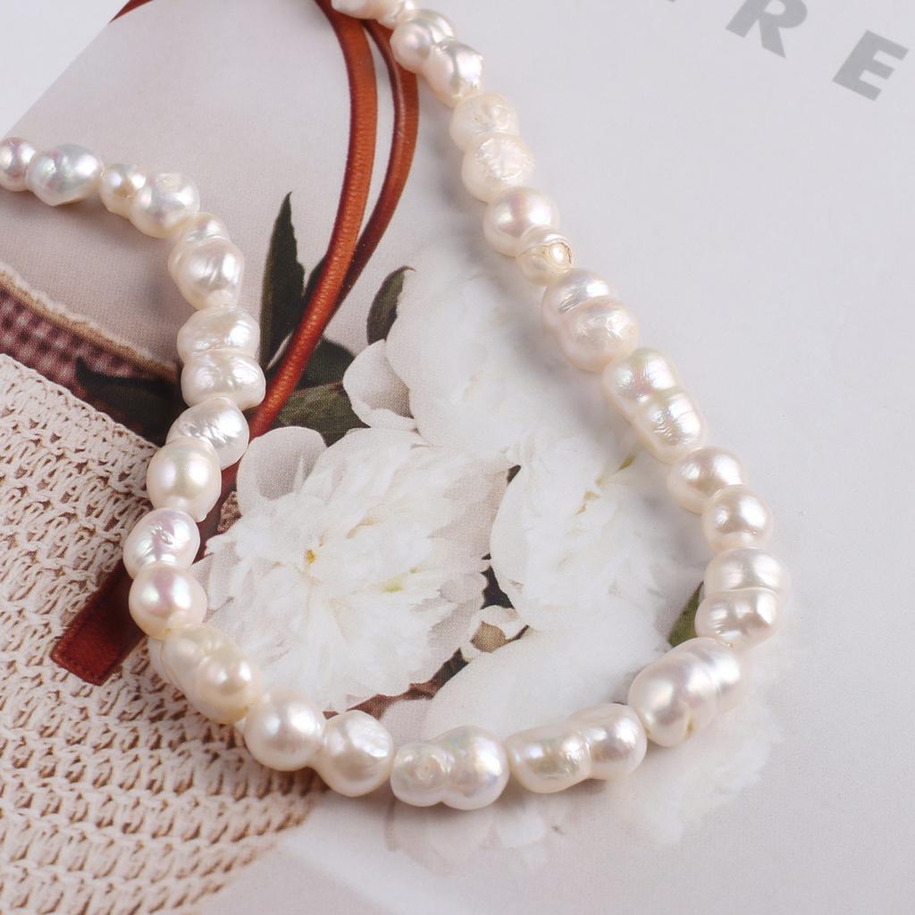 1String, Handmade Peanut-shaped Pearl 8×15mm, White Natural Freshwater Pearl Beads for Jewelry Making DIY Necklace Bracelet Crafts, Women Gift 36cm